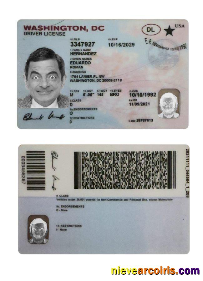 USA Washington DC driving license